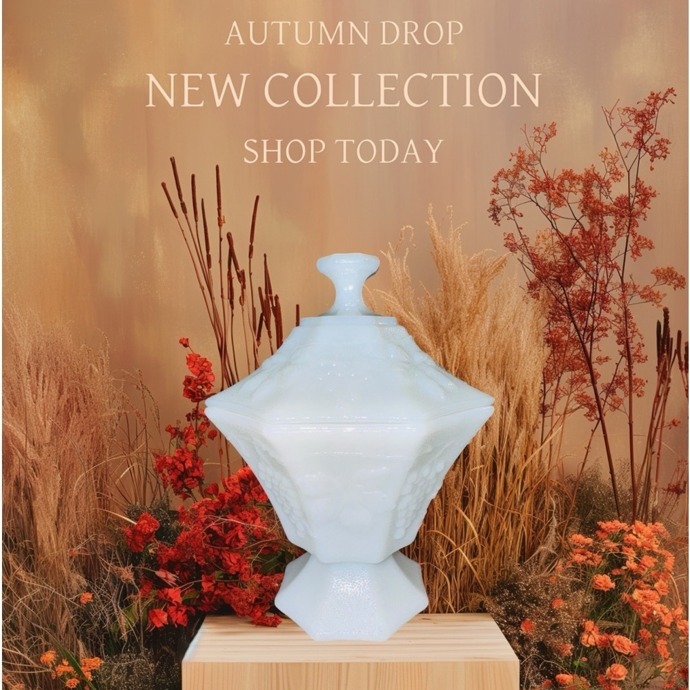 Vintage Milk Glass Paneled Grape Pedestal Nut Candy Compote MCM